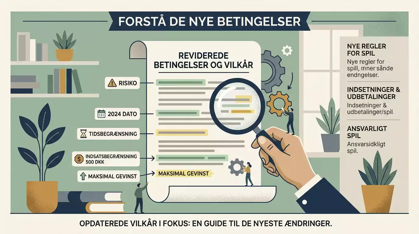 Markerede vilkår på en skærm med noter om frister og begrænsninger